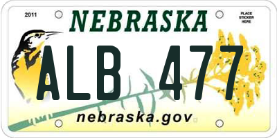 NE license plate ALB477