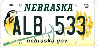 NE license plate ALB533