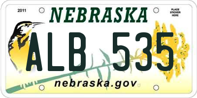 NE license plate ALB535