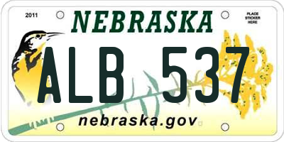 NE license plate ALB537
