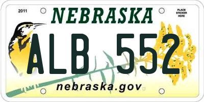 NE license plate ALB552