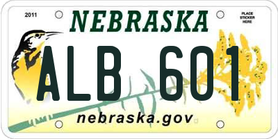 NE license plate ALB601