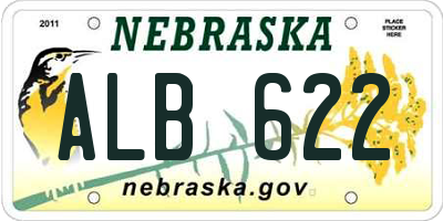 NE license plate ALB622