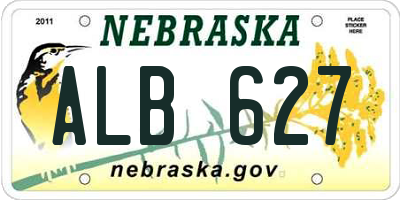 NE license plate ALB627