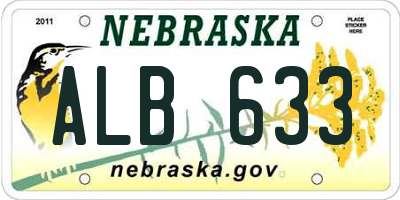 NE license plate ALB633