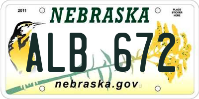 NE license plate ALB672