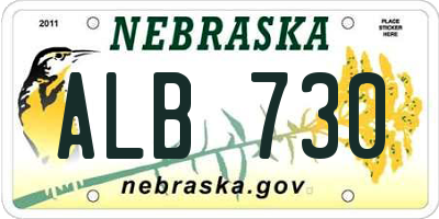 NE license plate ALB730
