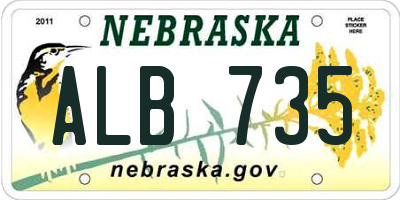 NE license plate ALB735