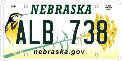 NE license plate ALB738