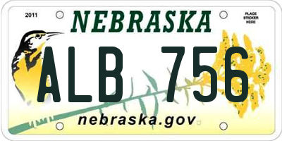 NE license plate ALB756
