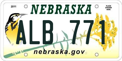 NE license plate ALB771