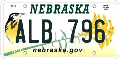 NE license plate ALB796