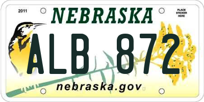 NE license plate ALB872