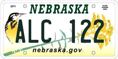 NE license plate ALC122