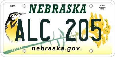 NE license plate ALC205