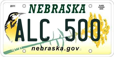 NE license plate ALC500