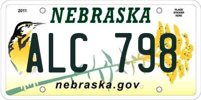 NE license plate ALC798