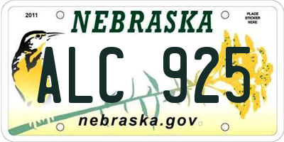 NE license plate ALC925