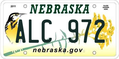 NE license plate ALC972
