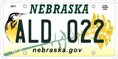 NE license plate ALD022