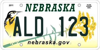NE license plate ALD123