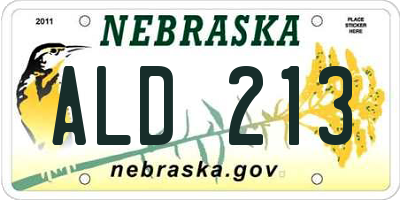 NE license plate ALD213