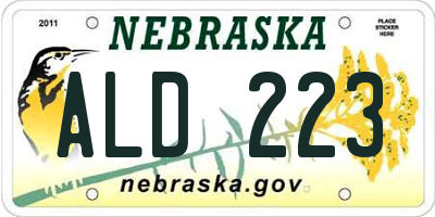 NE license plate ALD223