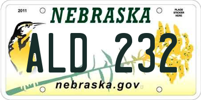 NE license plate ALD232