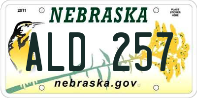 NE license plate ALD257