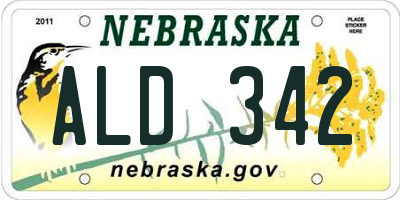 NE license plate ALD342