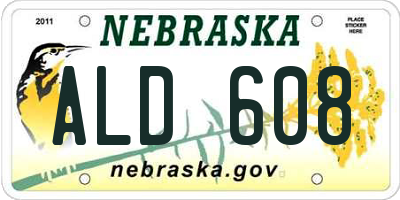 NE license plate ALD608