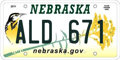 NE license plate ALD671