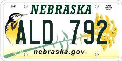 NE license plate ALD792