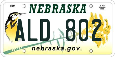 NE license plate ALD802