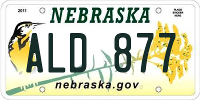 NE license plate ALD877