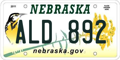 NE license plate ALD892
