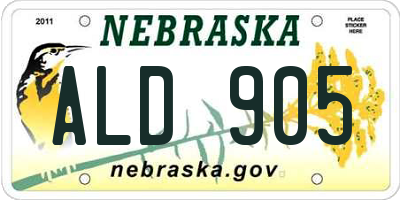 NE license plate ALD905
