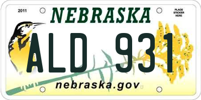 NE license plate ALD931