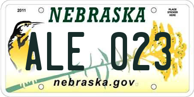 NE license plate ALE023