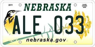NE license plate ALE033