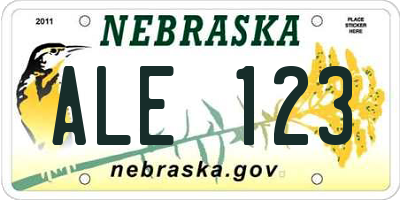 NE license plate ALE123