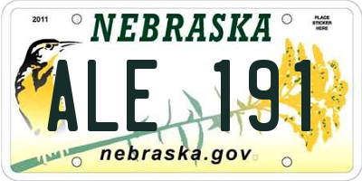 NE license plate ALE191
