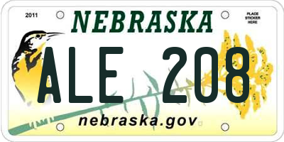NE license plate ALE208