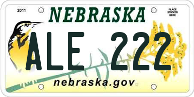 NE license plate ALE222