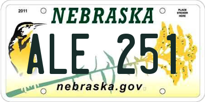NE license plate ALE251