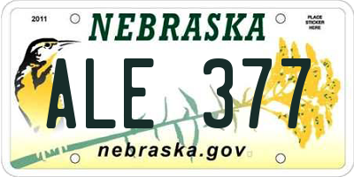 NE license plate ALE377