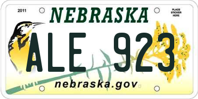 NE license plate ALE923
