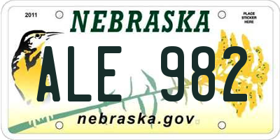 NE license plate ALE982