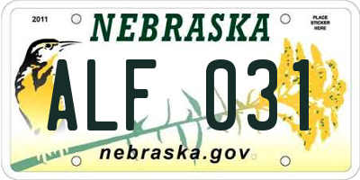 NE license plate ALF031