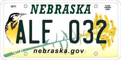 NE license plate ALF032